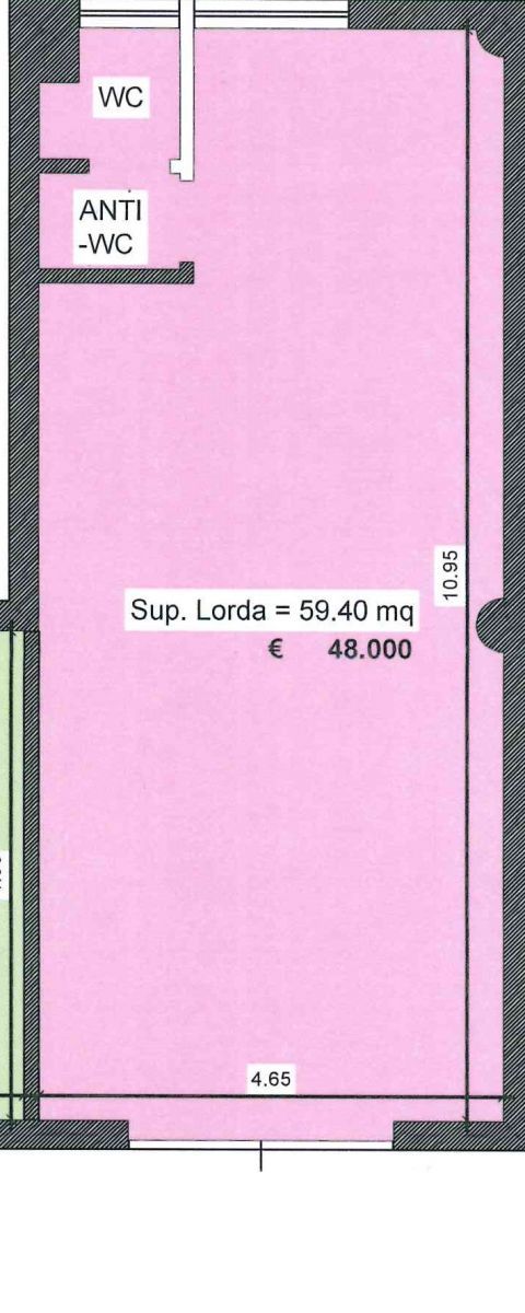 Locale ad uso commerciale di 60 mq in vendita