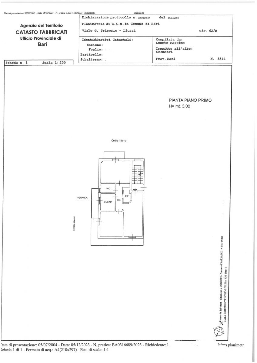 Appartamento di  3 vani /100 mq  a Bari - Carbonara (zona Ospedale di Venere)