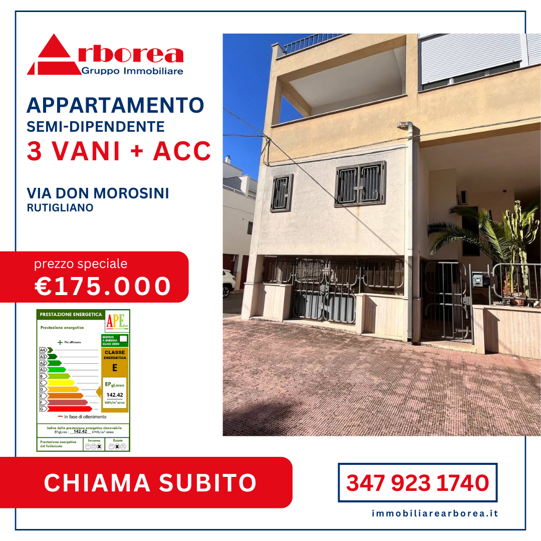 Appartamento Semi-dipendente 3 Vani + Acc ( zona Via Don Morosini – Rutigliano )