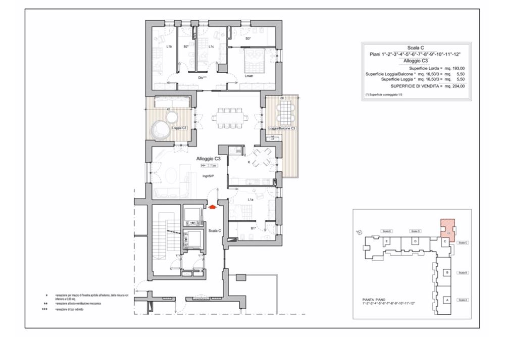 Appartamento di  6 vani /204 mq  a Bari - San Pasquale alta (zona S. Pasquale)